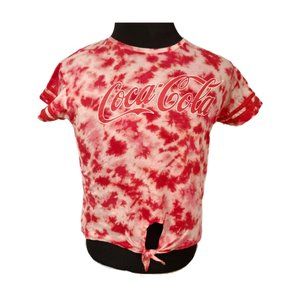 Coka Cola Womens Teens Medium Red Tye Dye Short Sleeve Crop T-Shirt Top
